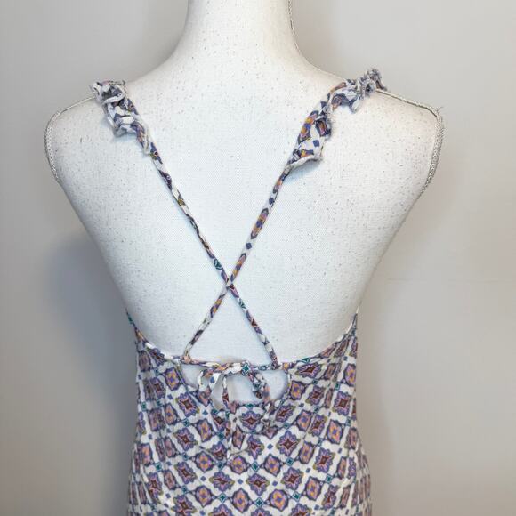 BECCA Marrakesh Ruffled Swim Cover Up Midi Dress In Cream Purple - Picture 9 of 15